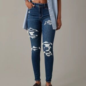 AE high waisted distressed skinny jean